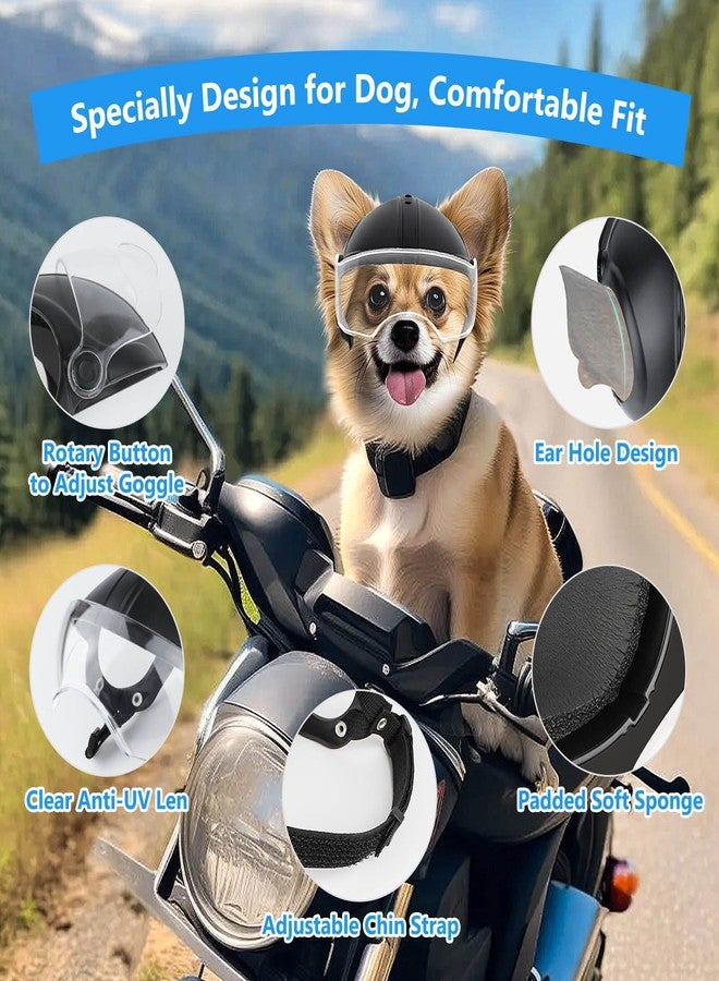 Namsan Dog Helmets for Small Dogs, Dog Helmet with Clear Lens Goggles, Doggie Helmets Hat with Ear Holes, Bike Doggie Helmet for Small to Medium Dogs, Adjustable, Black - Image 3